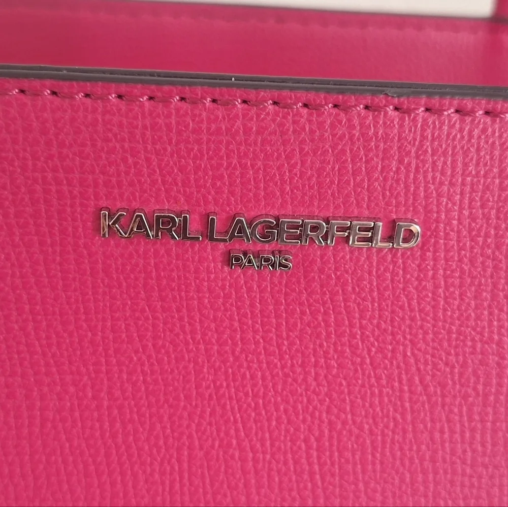 Karl Lagerfeld Paris Maybelle Small Hand Bag Satchel Pink 8"×10" - Picture 7 of 12